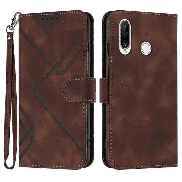 Kompatibelt Magnetiskt Plånboksfodral i Läder för Huawei P30 Lite Brown