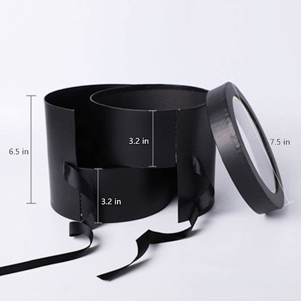 Kukkalaatikko kannella asetelmia varten, kaksikerroksinen pyörivä laatikko ylellinen Ro-kukkakimppulahjapakkaus, 1 setti, 7,5\"(halk.) X 6,5\"(kork.) (musta)