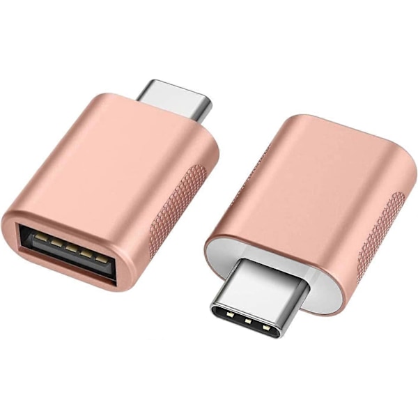 Roséguld USB C till USB Adapter (2-pack), USB-C till USB 3.0 Adapter, USB Type-C till USB Adapter, Thunderbolt 3 till USB Hona OTG Adapter för MacBook, iPa