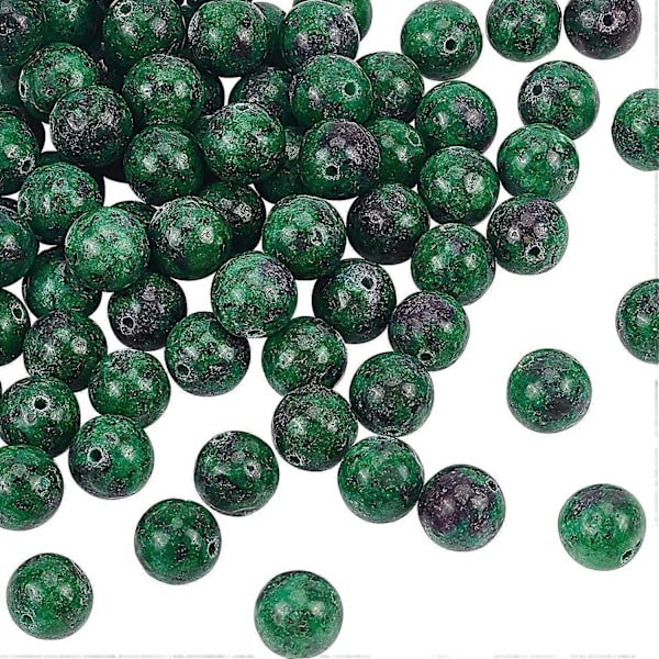80 stk. naturlig rubin i zoisitt perlekjeder 10 mm charms steinperler edelsten runde løse perler farget