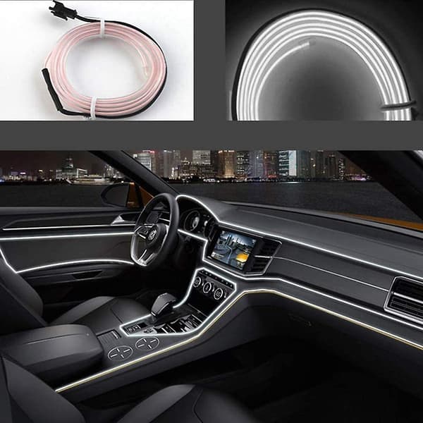 LED Neon Lysende EL Wire String Dekor Bil Atmosfære Lys