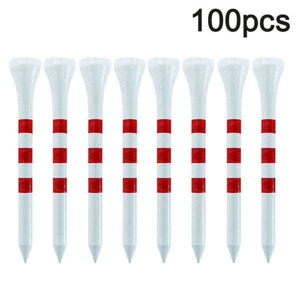 100 golfpeggar i trä - 100 stycken 70 mm / 83 mm bambu vit + röd 70 mm