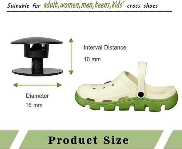 Croc Clog Skoreparationsdele, 20 Nitter, Sorte Croc Clog Sko Reparationsremknapper