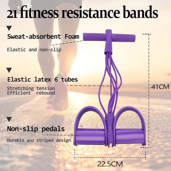 Mavebøjningstræner, Maveøvelsesudstyr, Full Body Expander til hjemmet, 6 rør, Elastisk trækreb pink&black