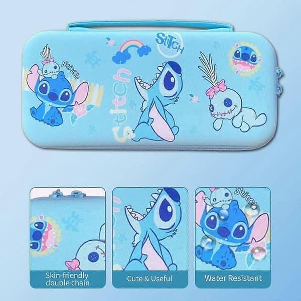 Sødt etui til Nintendo Switch OLED, Kawaii hårdt bærbart rejseetui med 12 spilkortpladser, indvendig beskyttelse blå