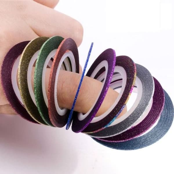 3 sæt selvklæbende skinnende malede manicure dekorative spoler - mat, 1 mm,