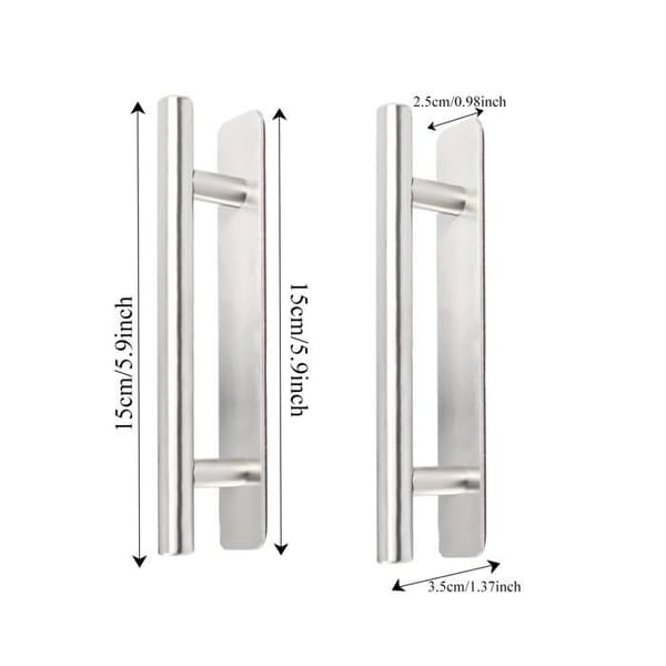 Sæt med 2 selvklæbende aluminiumsgreb, 150 mm, sølvfinish
