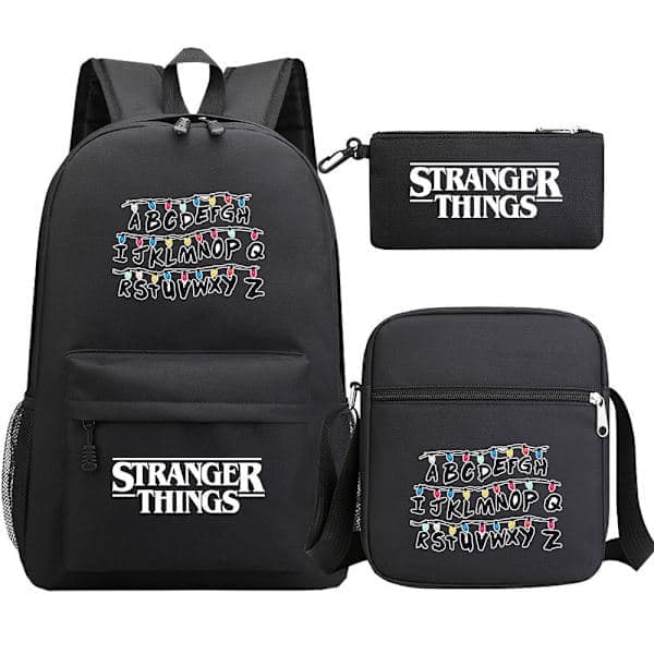 Stranger Things Ryggsäck 3-delars Set Student Skolväska Canvasväska 2 2