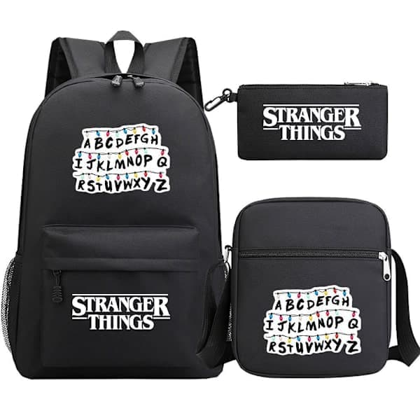 Stranger Things Ryggsäck 3-delars Set Student Skolväska Canvasväska 2 2