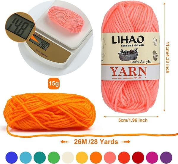 Akrylstick- och virkgarnspolar (12-pack, 26 m/spole)