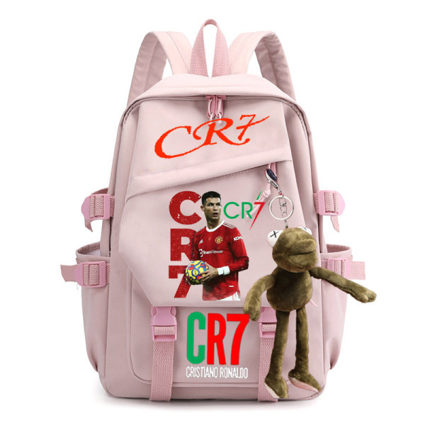 CR7 ryggsäck i canvas student skolväska för män och kvinnor axelväska 9
