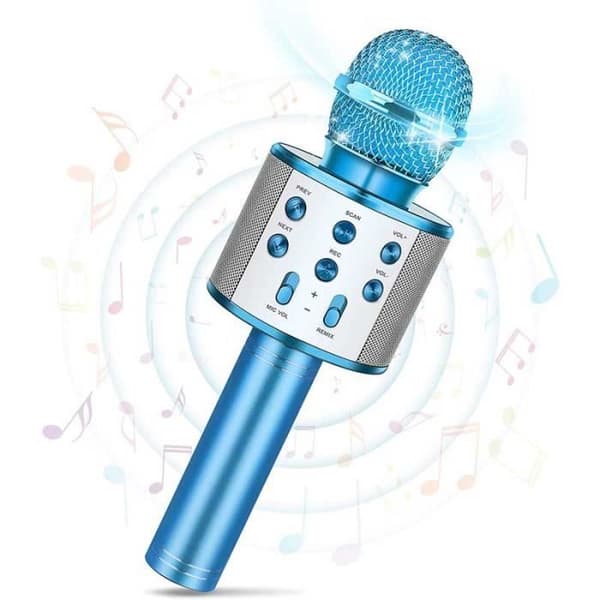 Karaokemikrofon for barn - Trådløs - Batteridrevet - Blå