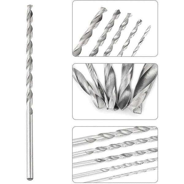 Ekstra lang, ultra-rask, rettskaftet stålspiralbor. Profesjonelt minisprialbor, perfekt verktøy for 2-5 mm arbeid.