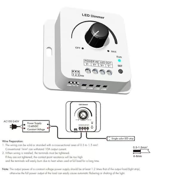 12-48VDC Skydance roterende LED-dimmer V1 - 1CHx8A 5 nivåer lysgradienthastighet for enfarget LED-stripe