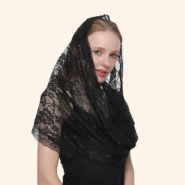 Mantilla-slør Katolsk hodeplagg Skjerf Spansk brodert sjal Kapellslør