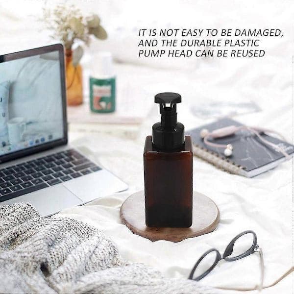 2-pack Foaming Soap Dispenser 450 ml Refillable Foam Liquid Hand Soap Empty Plastic Bottle Container - Brown