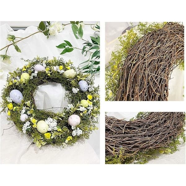 Easter Wreath 36 cm Easter Egg Wreath for Front Door Spring Wreath with Mixed