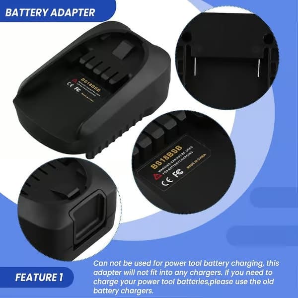 BS18BSB batteriadapter til Bosch Li-Ion batteri BAT609 til Bosch 18V værktøjsskifteadapter sort