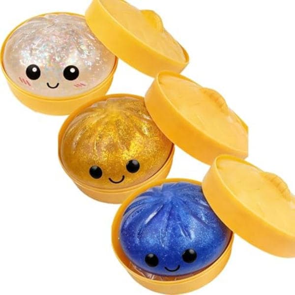 Glitter Dumpling, Glitter Dumpling Squishy Box, Dumplings Squishy, Angstlindrende Fidget, Myk Klembar Dekompresjonsdeig 3pcs-a