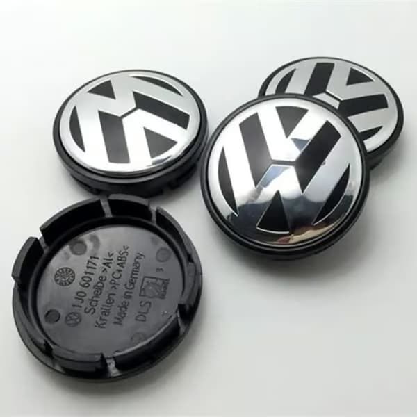 4-pak - Volkswagen VW hjulkapsler / hjulkapsel emblemer - Bil sølv