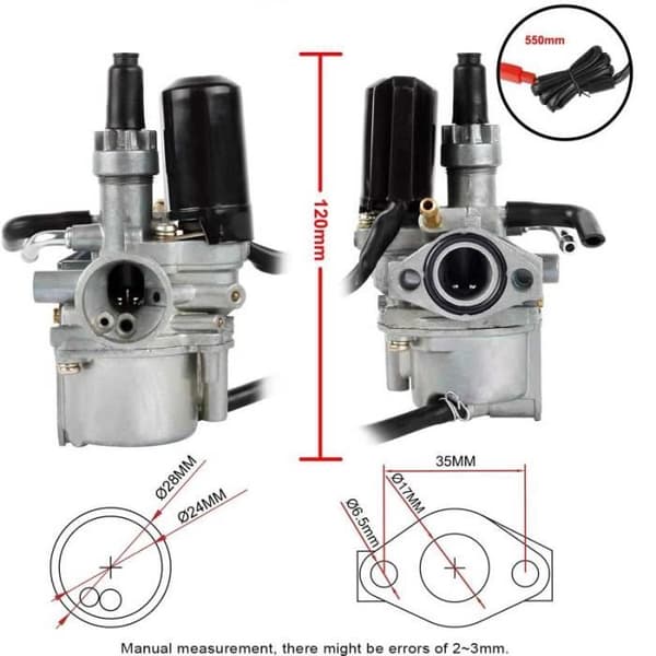 Förgasare för 50cc 2-takts motorcykelmotor