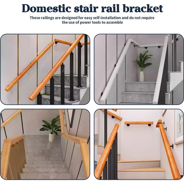 Trappegelænderstøtte, vægmonteringstilbehør, trappegelænder til træ, vægmontering til indendørs og udendørs balustrader, 2 fod
