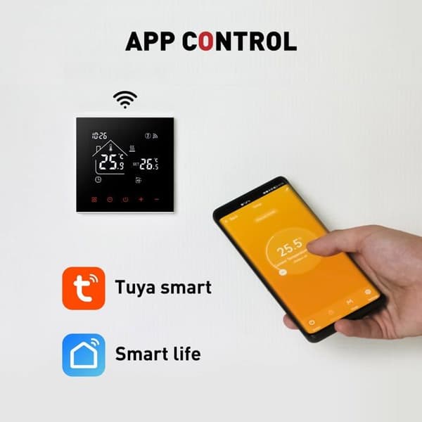 AIMOONSA Wi-Fi Smart Termostat för Golvvärme – Programmerbar, Alexa/Google, 3A, Svart