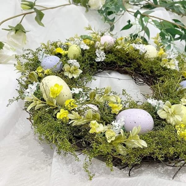 Easter Wreath 36 cm Easter Egg Wreath for Front Door Spring Wreath with Mixed