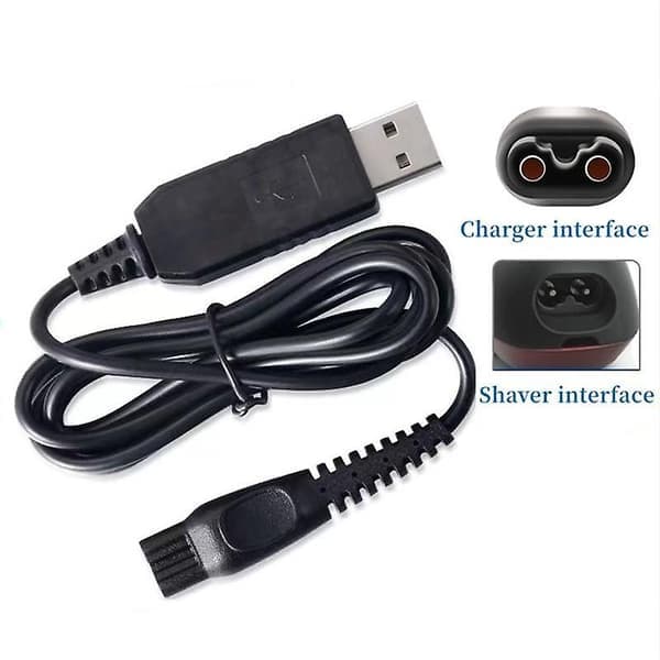 USB Opladerkabel til Philips 3000 HQ8505 Barbermaskine Trimmer Opladerledning Sort