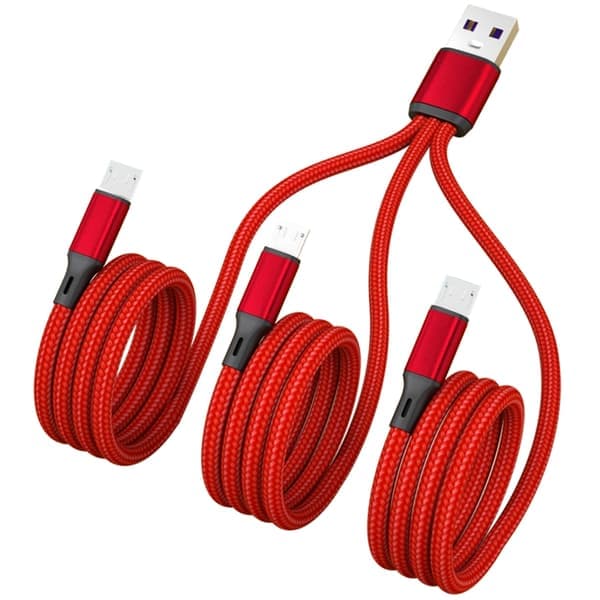USB2.0 Type-A Han til 3 Micro USB Han Opladningsstik Opladerkabel Strømadapterledning 3 i 1