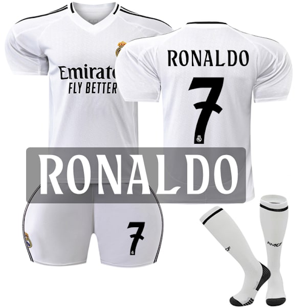 24-25 Ronaldo 7 Real Madrid Nya Fotbollströjor Träningsuniformer För Barn & Vuxna Kids 20(110-120cm)
