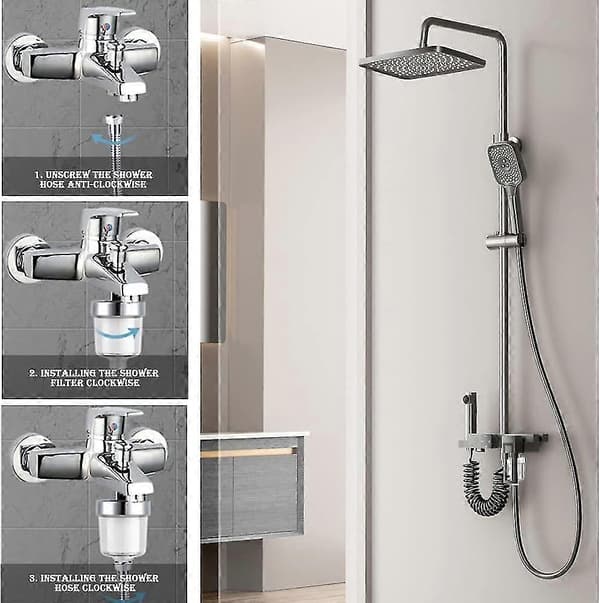 Brusefilter, brusefilter, brusehoved vandfilter med 5 filterelementer (brusefilter)