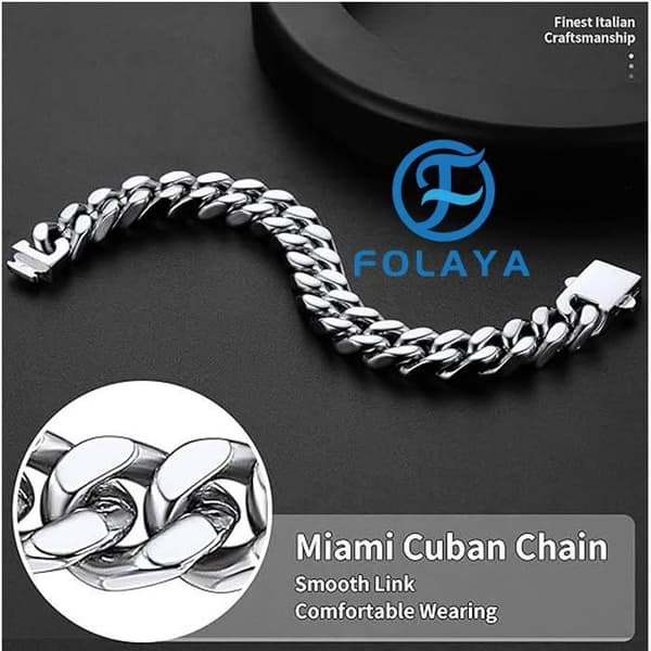 Armbånd - Cuban Link - Rustfritt stål - 19/21/23 cm - Sølv/Gull/Sort
