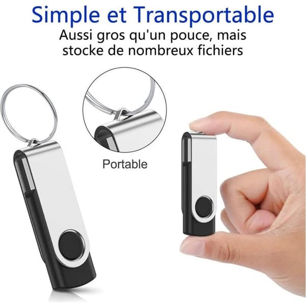 Pakke med 5 32GB USB Flashdrev 2.0 Hukommelsespinde Drejelig Opbevaring USB Nøgleringe U Disk