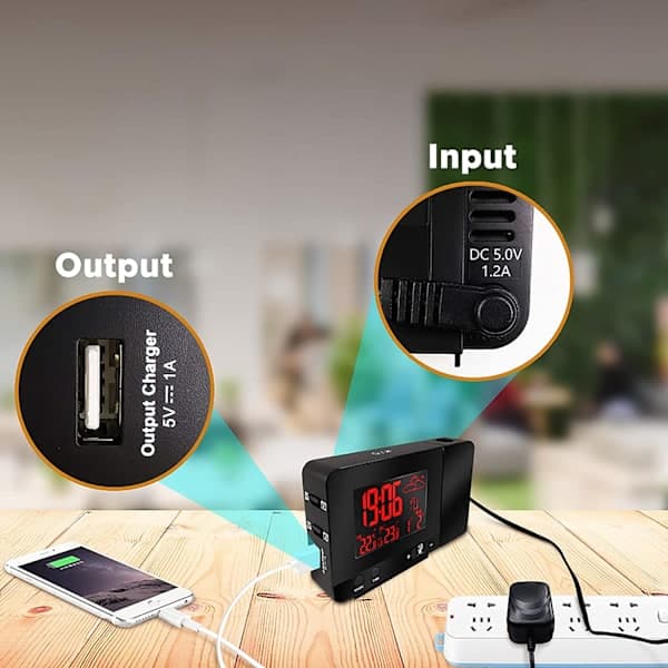 Projektionsväckarklocka Digital Klockprojektor med Inomhus/Utomhus