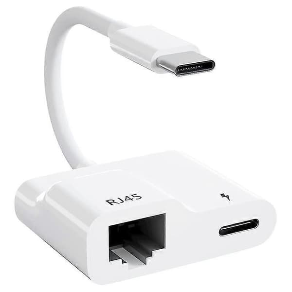 USB C til Ethernet-adapter, USB Type C til RJ45 Gigabit Ethernet LAN-adapter med PD 60W lader, for Air/Pro