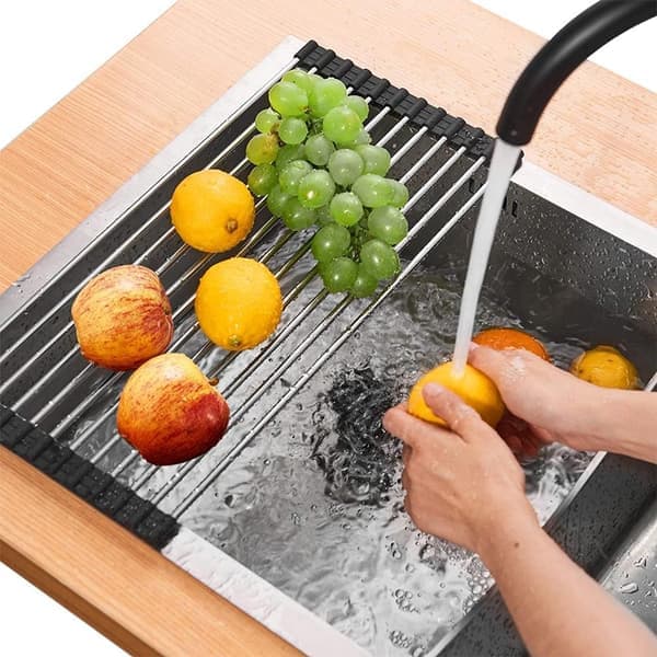 Opvaskestativ Rustfrit stål tørrestativ Rulbart Foldbart 2-Pack