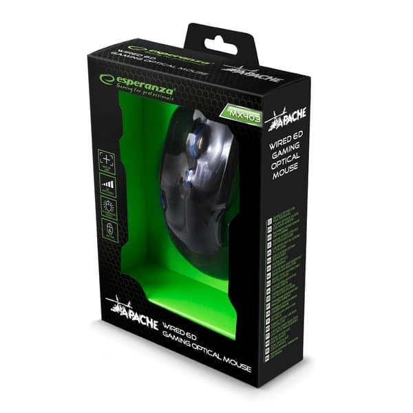 KABLET SPILLMUS 6D OPT. USB MX403 APACHE BLÅ