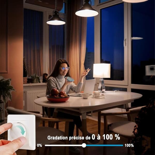 5-200W LED Dimmerbryter, 220V-240V Dimbar LED Dimmerbryter, Roterende LED Dimmer for dimbare LED-, gløde- og halogenlamper