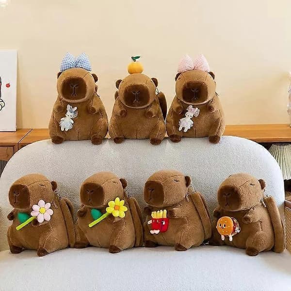 Plysch väska ryggsäck formad som capybara, plyschryggsäck E