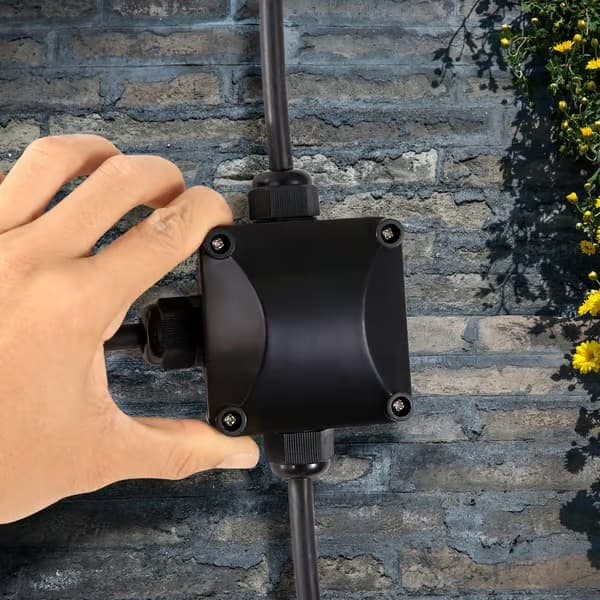 4PCS Waterproof Junction Boxes, Black IP68 3-Way Cable Connectors, Ø6.5mm-10.5mm Outdoor Lighting Cable Junction Box