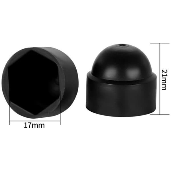M10 møtrikhætter til 17 mm nøgle Sort 100 stk.