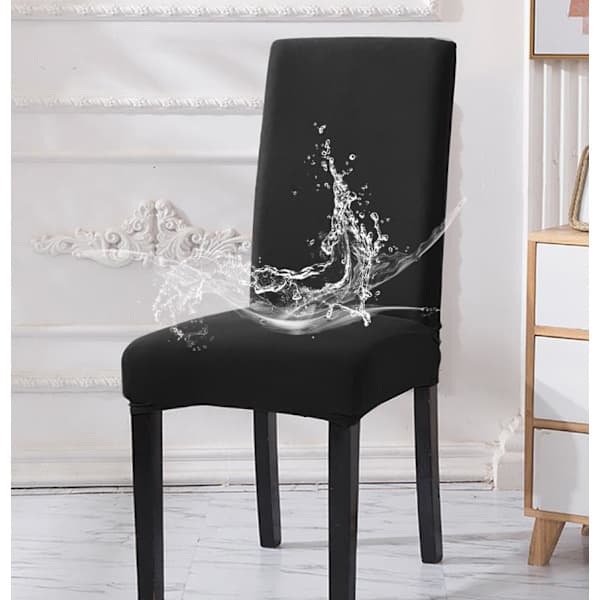 Simplicity Home Sovrum Plus Högstretchiga Mjölksilke Vattentäta Stolöverdrag - Svart, 6 st
