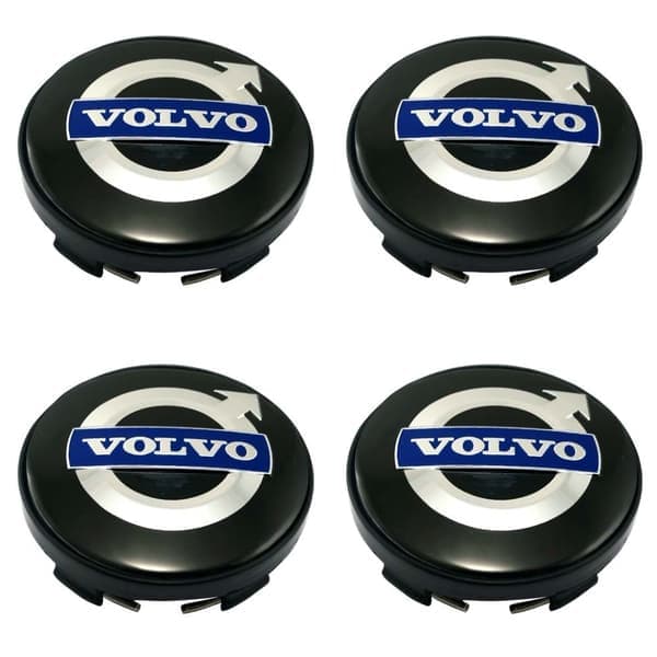 4-pack - Volvo centrumkåpor / fälgemblem 64mm Svart