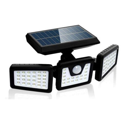 Solar Sensor Sikkerhedslys, Kraftig 3-hoveds Udendørs Vægspotlight, 550 Lumen