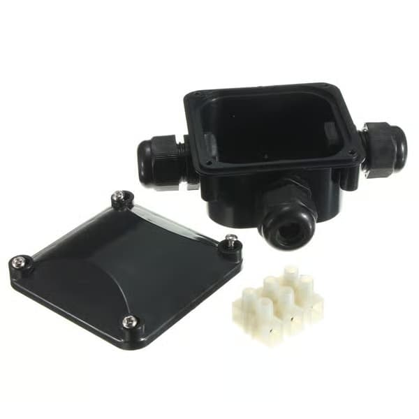 4PCS Waterproof Junction Boxes, Black IP68 3-Way Cable Connectors, Ø6.5mm-10.5mm Outdoor Lighting Cable Junction Box