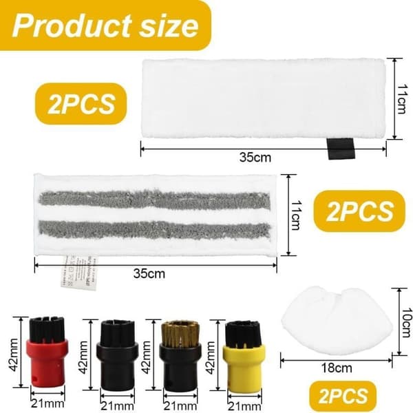 Sæt med 12 damprenser-tilbehør til Karcher Easyfix SC1/SC2/SC3/SC4/SC5/SV7