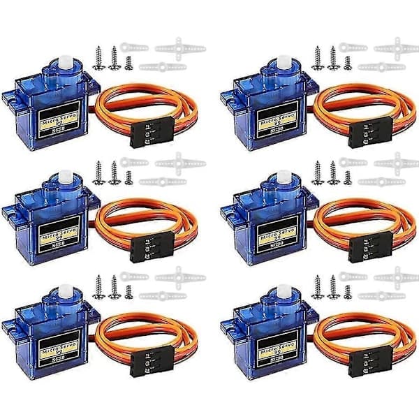 6 Stycken Mikro Servomotor, Mini Servo 9g Servo Kit Kompatibelt med RC Helikopter Flygplan Bil Båt Robotkontroll