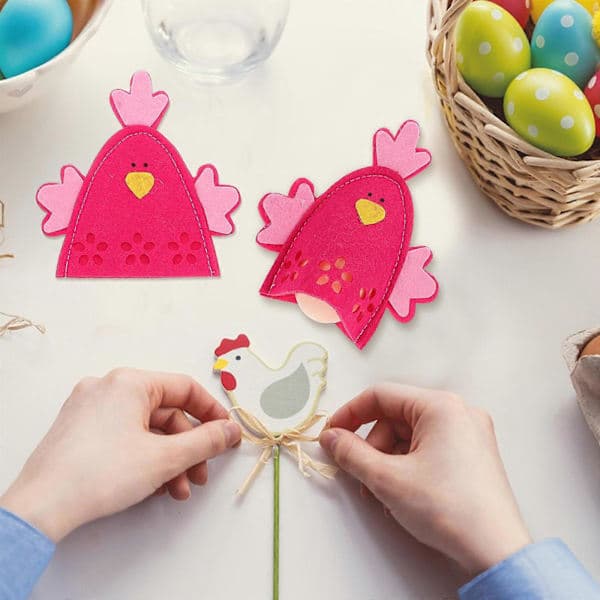 Decorative Egg Covers in the Shape of Easter Chick Rosy for Easter Party 4 pcs