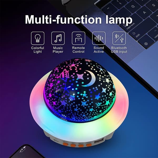 Bluetooth Stjernehimmel Projektor Børnenatlampe LED Roterbar